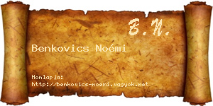 Benkovics Noémi névjegykártya